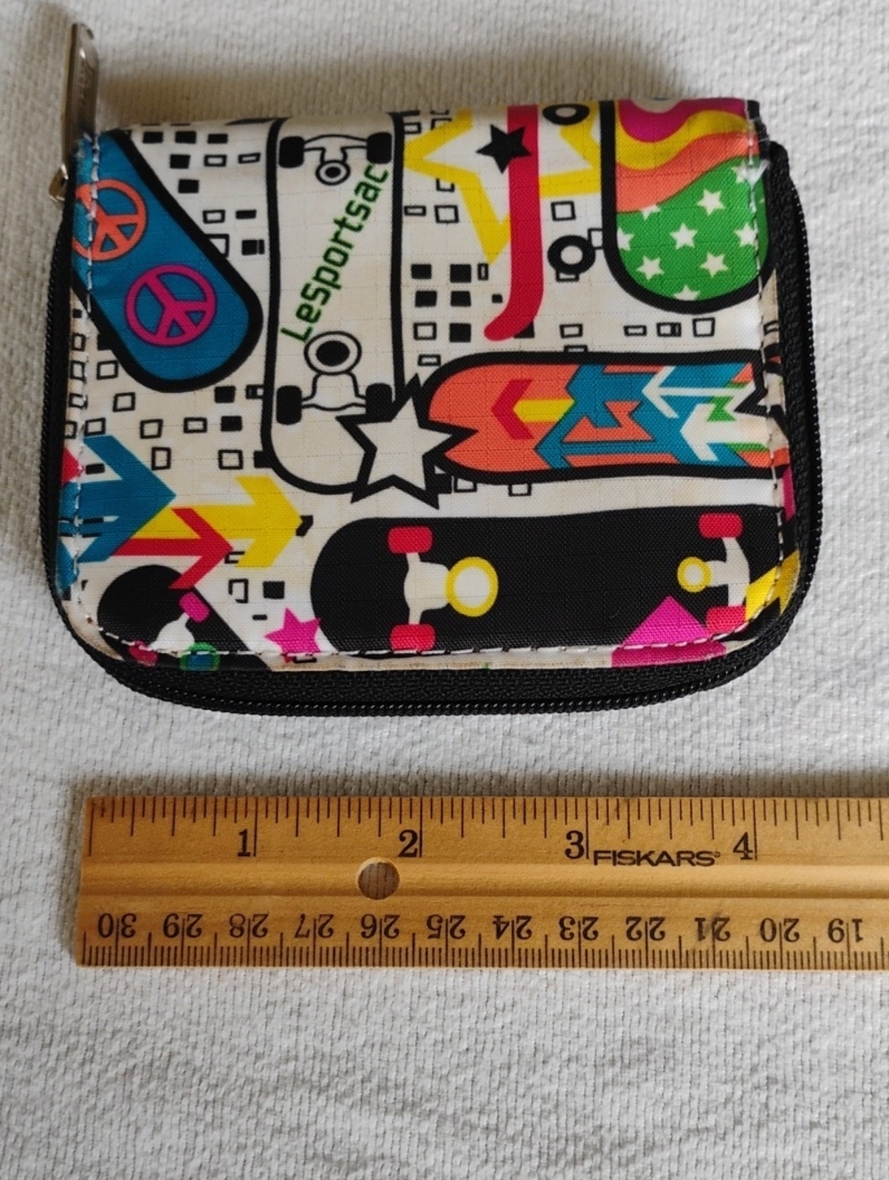 Le Sportsac Nylon Wallet Skateboard Pattern